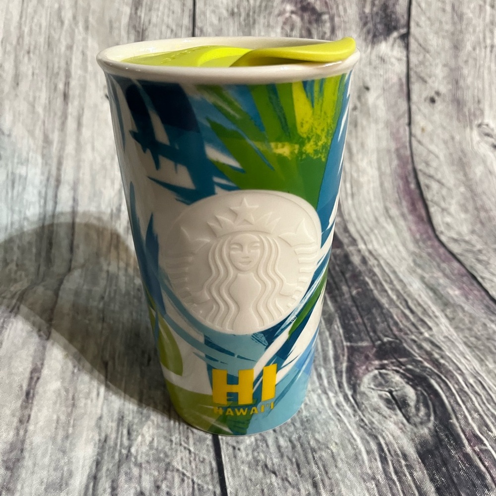 2016 STARBUCKS Hawaii HI Ceramic Travel Tumbler Etched Logo